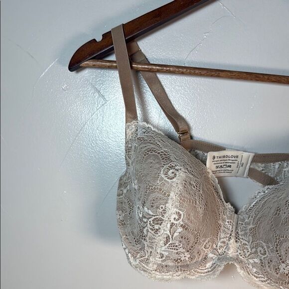Third Love Beige Cream Lace Bra with Adjustable Straps Size 36D - Picture 3 of 14
